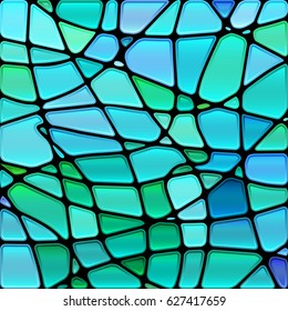 abstract vector stained-glass mosaic background - green and blue