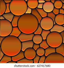 abstract vector stained-glass mosaic background - orange circles