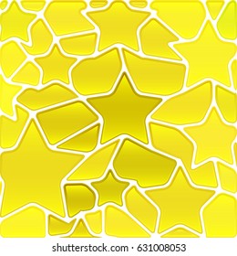 abstract vector stained-glass mosaic background - yellow stars