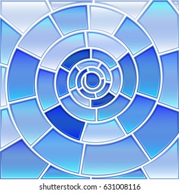 abstract vector stained-glass mosaic background - light blue spiral