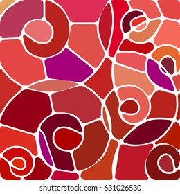 abstract vector stained-glass mosaic background - red spirals