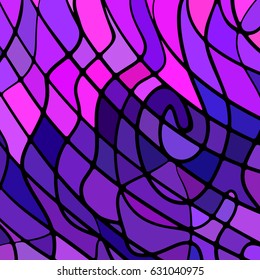 abstract vector stained-glass mosaic background - purple and violet