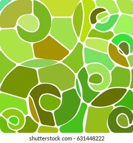 abstract vector stained-glass mosaic background - green spirals