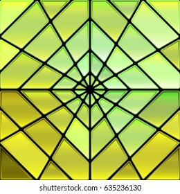 abstract vector stained-glass mosaic background - green and yellow rhombus