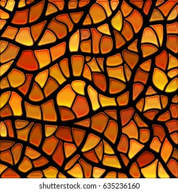 abstract vector stained-glass mosaic background - orange and brown