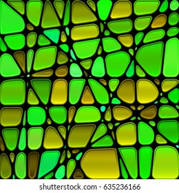 abstract vector stained-glass mosaic background - green and yellow