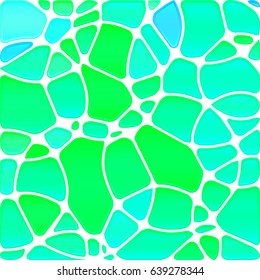abstract vector stained-glass mosaic background - blue and green circles