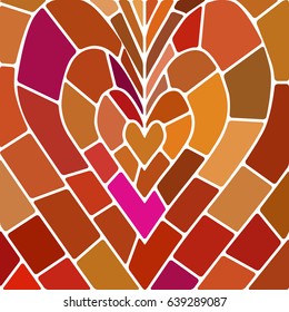 abstract vector stained-glass mosaic background - brown heart