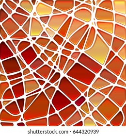 abstract vector stained-glass mosaic background - red and orange