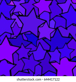 abstract vector stained-glass mosaic background - blue and violet stars