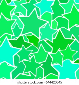 abstract vector stained-glass mosaic background - green and blue stars