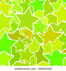 abstract vector stained-glass mosaic background - green and yellow stars