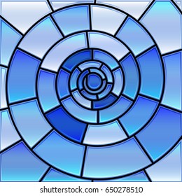 abstract vector stained-glass mosaic background - blue spiral