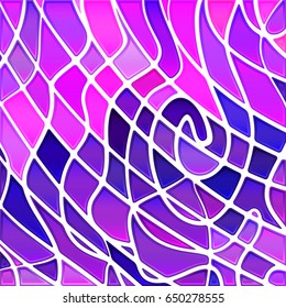 abstract vector stained-glass mosaic background - purple and violet