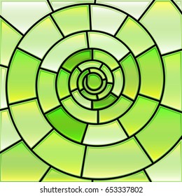 abstract vector stained-glass mosaic background - green spiral