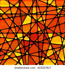 abstract vector stained-glass mosaic background - orange and yellow