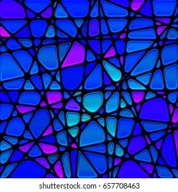 abstract vector stained-glass mosaic background - blue and violet