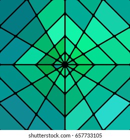 abstract vector stained-glass mosaic background - teal rhombus