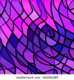 abstract vector stained-glass mosaic background - purple and violet