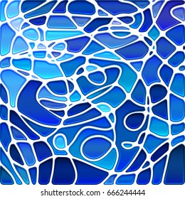 abstract vector stained-glass mosaic background - bright blue