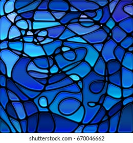 abstract vector stained-glass mosaic background - bright blue