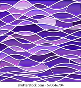 abstract vector stained-glass mosaic background - violet waves