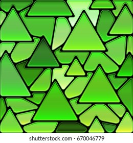 abstract vector stained-glass mosaic background - green triangles
