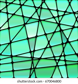 abstract vector stained-glass mosaic background - green and blue