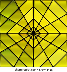 abstract vector stained-glass mosaic background - yellow rhombus
