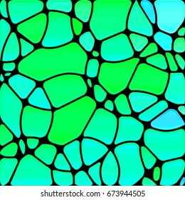 abstract vector stained-glass mosaic background - green and blue circles