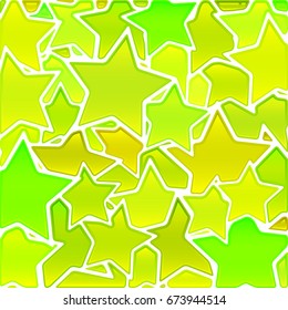abstract vector stained-glass mosaic background - yellow and green stars