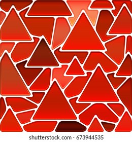 abstract vector stained-glass mosaic background - red and orange triangles