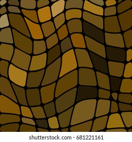 abstract vector stained-glass mosaic background - yellow and brown