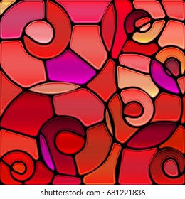 abstract vector stained-glass mosaic background - red spirals