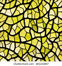 abstract vector stained-glass mosaic background - yellow and green