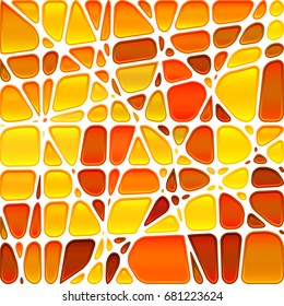 abstract vector stained-glass mosaic background - orange and yellow