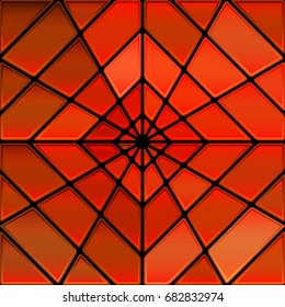 abstract vector stained-glass mosaic background - red rhombus
