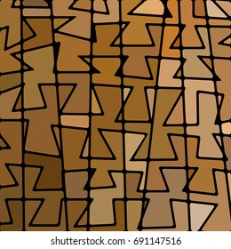 abstract vector stained-glass mosaic background - brown and beige