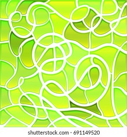 abstract vector stained-glass mosaic background - green and yellow