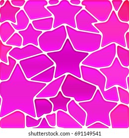 abstract vector stained-glass mosaic background - magenta stars