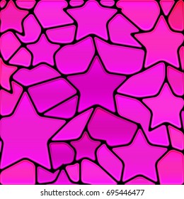 abstract vector stained-glass mosaic background - magenta stars