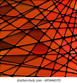 abstract vector stained-glass mosaic background - red and orange