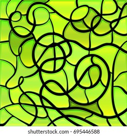 abstract vector stained-glass mosaic background - green and yellow