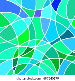abstract vector stained-glass mosaic background - green and blue