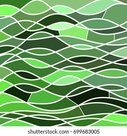 abstract vector stained-glass mosaic background - green waves