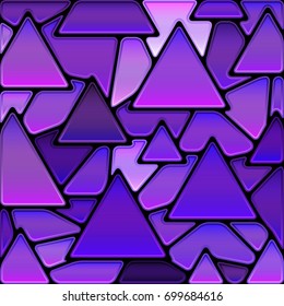 abstract vector stained-glass mosaic background - violet triangles