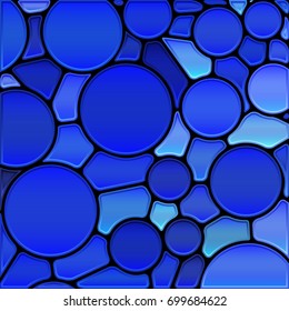abstract vector stained-glass mosaic background - blue circles