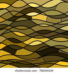 abstract vector stained-glass mosaic background - yellow waves