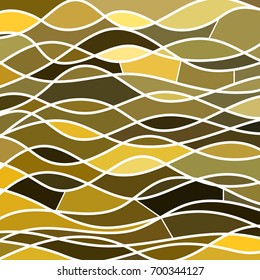 abstract vector stained-glass mosaic background - yellow waves