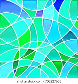 abstract vector stained-glass mosaic background - green and blue